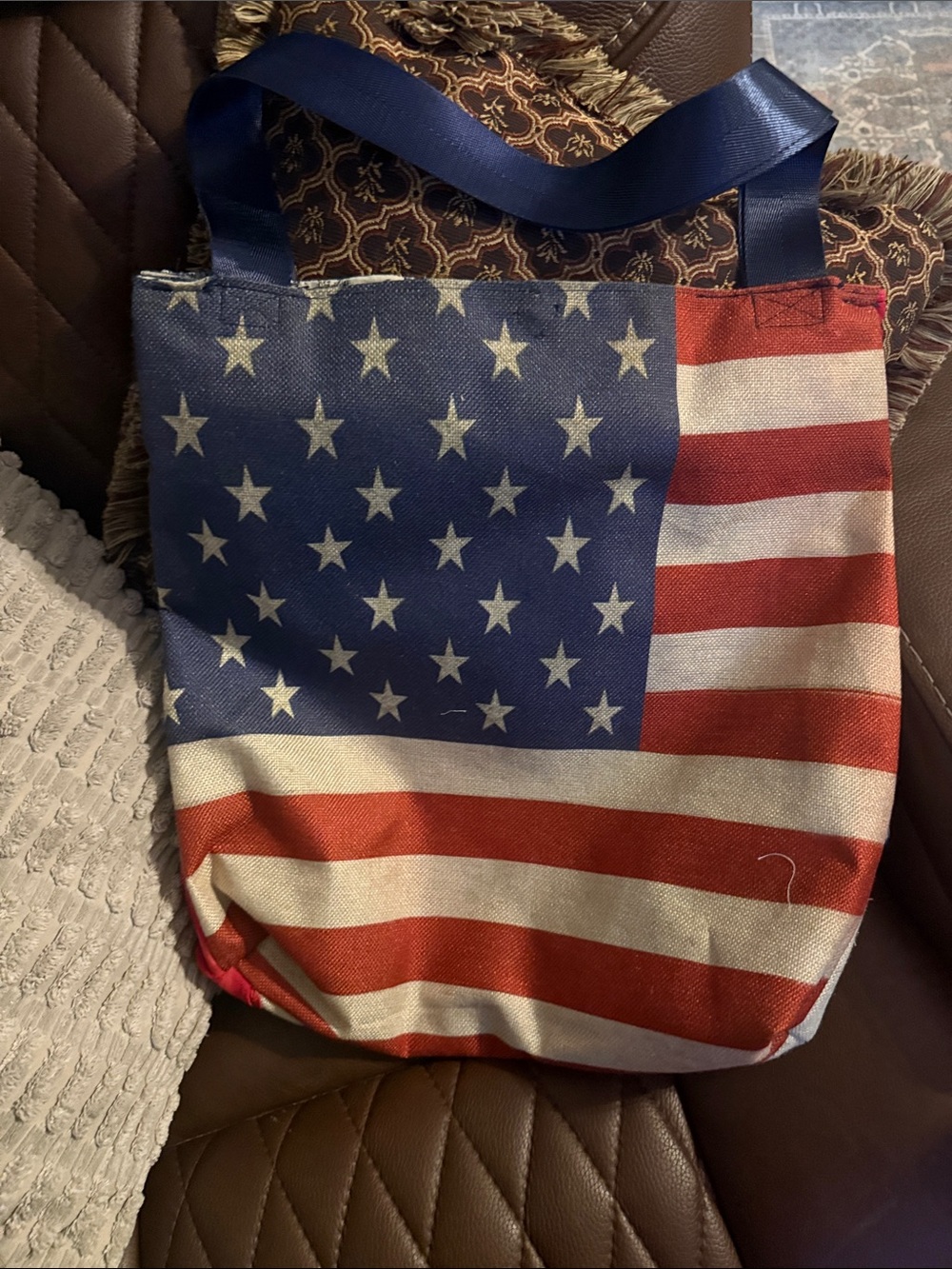 American Stars & Stripes Canvas Tote Bag - Blue, Red & White